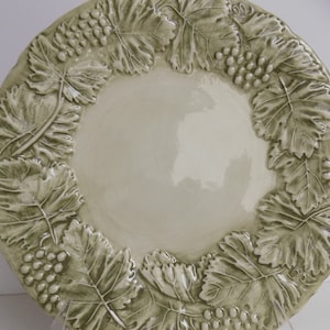 William Sonoma Napa Sage Green  Plates Embossed Grape Leaf Design Set of 2