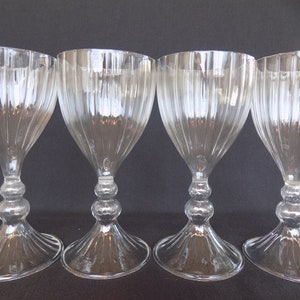 Antique Water Wine Goblet Ribbed Hollow Flared Stem Rare Elegant Glass