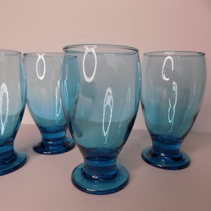 Vintage Teal/ Blue Footed water / Wine/ Beer /Glasses