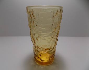 1970’s Crinkle Lido Anchor Hocking Glass Amber Honey Gold Beverage Set of 8