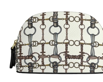 Equestrian Authentic Premium Nappa Leather Makeup Bag Elegant Chaos Bit Leather Bag. Original Art Work