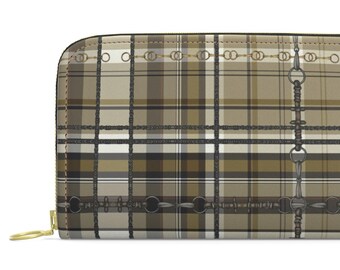 Equestrian Authentic Nappa Leather Zip Purse, Elegant snaffle Bit Leather wallet. Original Art Work