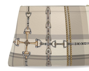 Equestrian Authentic Nappa Leather Clutch Bag, Elegant Chaos Bit Leather Bag. Original Art Work