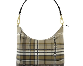 Nappa Leather Hobo Bag: Equestrian Bit Print, Original Artwork Design
