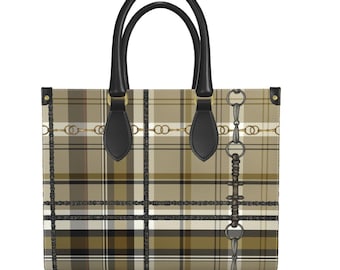 Equestrian Authentic Nappa Leather Small Shopper Bag Elegant Chaos Bit Leather Bag. Original Art Work