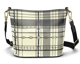 Equestrian Authentic Nappa Leather Penzance Large Leather Bucket Tote Elegant Chaos Bit Leather Bag. Original Art Work