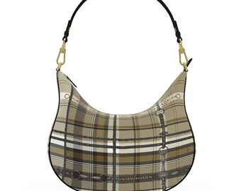 Nappa Leather Mini Curve Bag with Equestrian Bit Print – Original Artwork Shoulder Bag