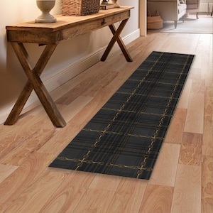 Black and Gold Equestrian Reins and Snaffle Bits Runner Rug - Shimmer Rug With Rubber Backing - Equine Home - Horse Lovers Gift