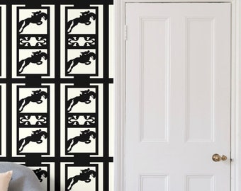 Jumping Horse Wallpaper Elegant Equestrian Home Decor Ivory and Black Wall Art