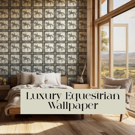 Equestrian Wallpaper Dressage Horse Art Equestrian Home Decor Equestrian Art  Accent Wall Wallpaper Farmhouse Wallpaper Bit and Rein Pattern