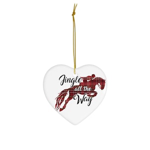 Jumping Horse Jingle All the Way Ceramic Ornament, Equestrian Christmas Tree Decor