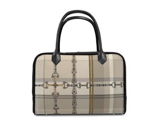 Equestrian Authentic Nappa Leather Designer Holdalls  Elegant Chaos Bit Leather Bag. Original Art Work