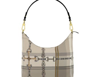 Equestrian Authentic Nappa Leather Square Hobo Bag Elegant Chaos Bit Leather Bag. Original Art Work