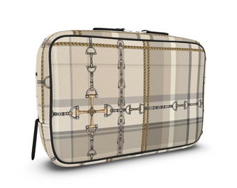 Equestrian Authentic Nappa Leather Designer Toiletry Bags Elegant Chaos Bit Leather Bag. Original Art Work