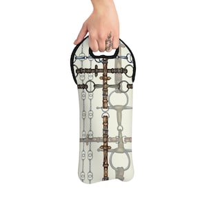 Bolsa de mano para vino ecuestre con diseño de cuadros Snaffle Bit Hunter Jumper