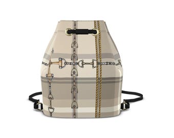 Equestrian Authentic Nappa Leather Bucket Backpack Elegant Chaos Bit Leather Bag. Original Art Work