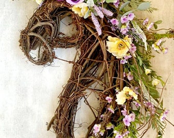 Grapevine Horsehead Wreath - Spring/Summer Horsehead Wreath - Custom Colors Available - Grapevine Wreath Hand Shaped into a Horse Head