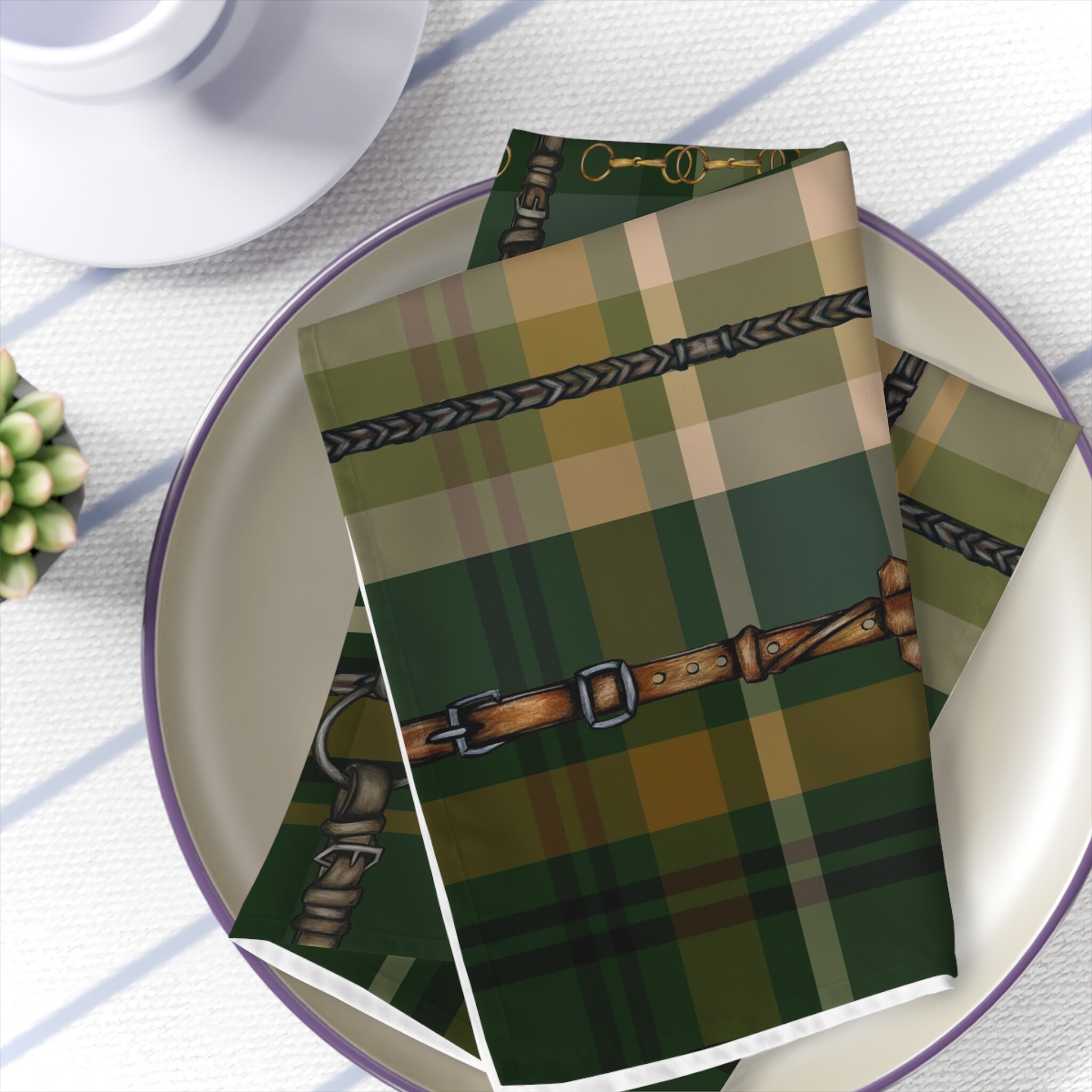 Fox and Hound Hunter Green Plaid With Silver Bits and Reins