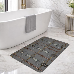 Dark Gray Snaffle Bit Memory Foam Bath Mat