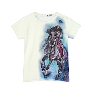Dressage Water Color Stretchy Women&#39;s Short Sleeve Shirt (AOP)