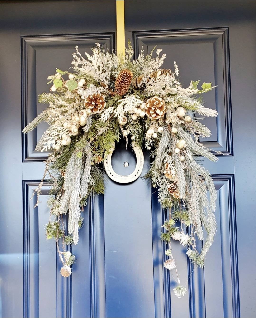 Corona Di Natale A Testa Di Cavallo - Ghirlanda Invernale Per Esterno/Interno, Decorazione Festiva Per Porte E Pareti