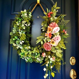 Corona de herradura - Corona de buena suerte - Regalo para amantes de los caballos - Decoración de primavera ecuestre - Flores de color cítrico - ¡Regalo perfecto para el Día de la Madre!