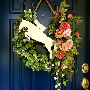 Good Luck Jumping Baroque Horseshoe Wreath - Horse Lovers Gift - Equestrian Decor - Horse Discipline Wreath