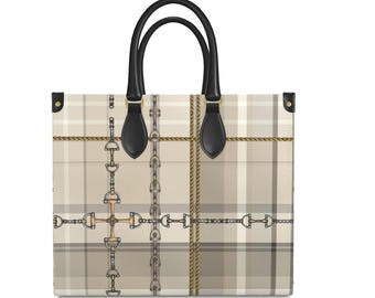 Equestrian Authentic Nappa Leather Large Shopper Bag Elegant Chaos Bit Leather Bag. Original Art Work
