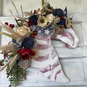 Equestrian Americana Red White Blue Memorial Day, Fourth of July, Everyday HorseHead Wreath