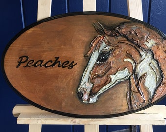 Custom or Semi Custom Horse Stall Plaque/Name Plate - Hand Painted Stone Look Horse Plaque - Horse Loss Memorial