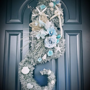 Seahorse Wreath Beach Life Wreath Beach Horse Wreath Shell and Starfish Door Hanger Ocean Dwellers Decor image 3