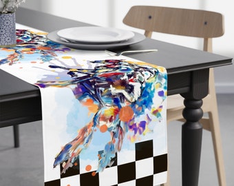 A Kentucky Derby Race Horse Art Motif Table Runner