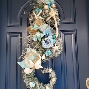 Seahorse Wreath Beach Life Wreath Beach Horse Wreath Shell and Starfish Door Hanger Ocean Dwellers Decor image 8