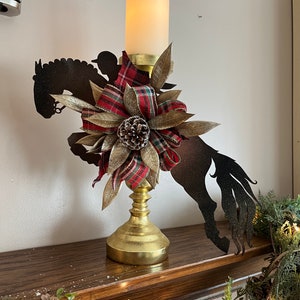 Equestrian Jumping Horse Candlestick decorator , Ornament, Tree Topper, Fox and hound decor jumping horse only