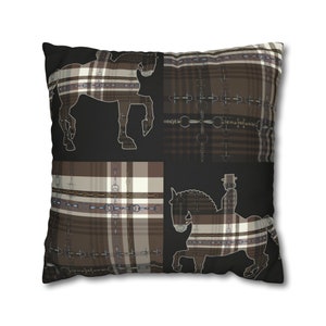 Piaffe Plaid Dressage Double sided equestrian bit pattern Polyester PILLOW CASE  Pillow Cover 24x24