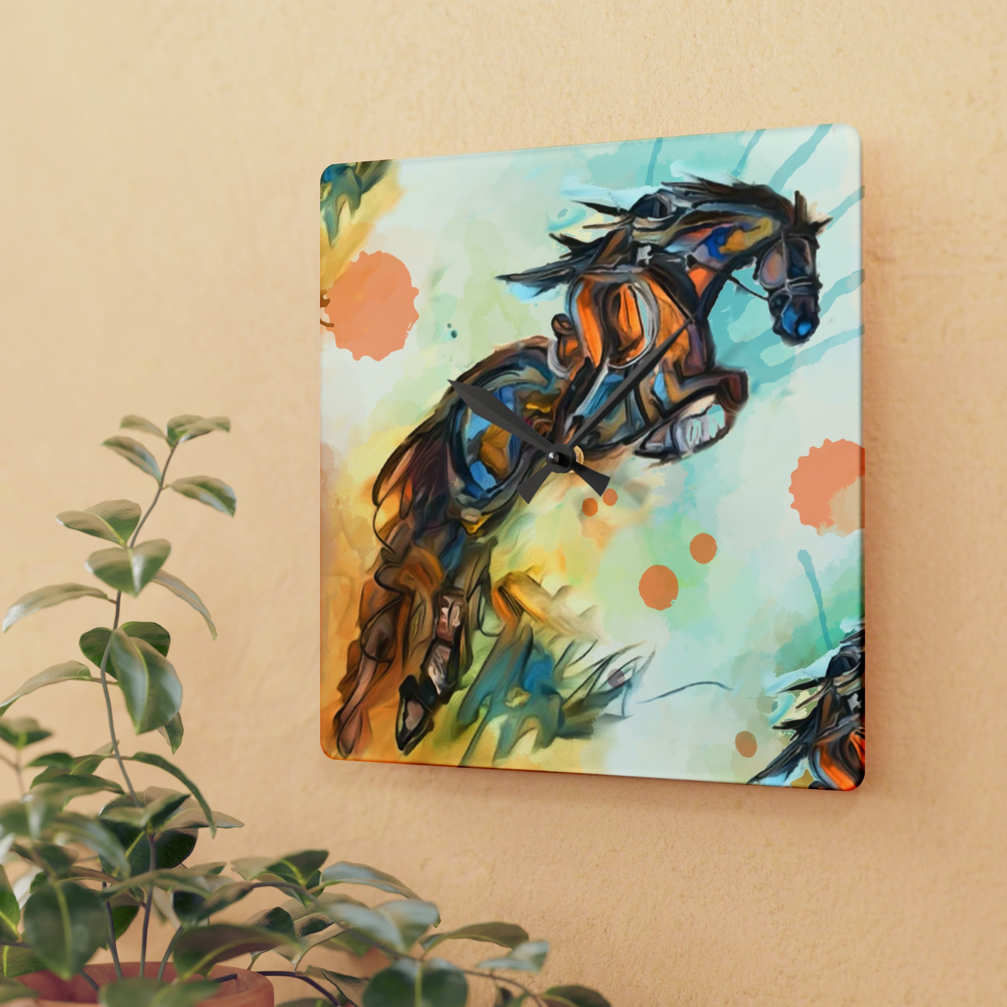 馬の絵画 アルフレッド・トミンツ（1854-1936）による絵画「走る馬」、厚紙に