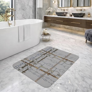 Gray Snaffle Bit Memory Foam Bath Mat Equestrian Home Decor