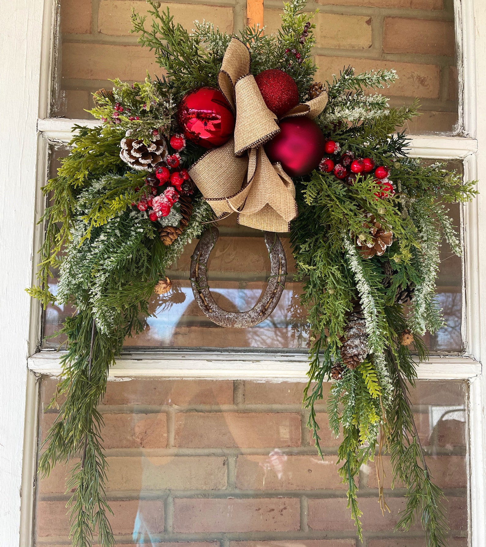 Rustic Country Christmas Wreath Farmhouse Horseshoe Wreath - Etsy