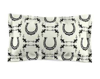 Horse Shoe Motif Equestrian  Microfiber Pillow Sham