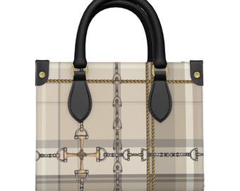 Equestrian Authentic Nappa Leather Mini Shopper Bag, Elegant Chaos Bit Leather Bag. Original Art Work