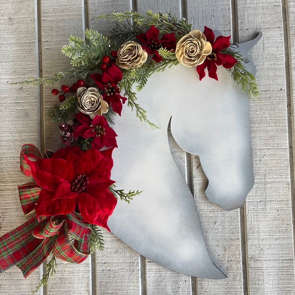 DIY Kit - Blank Horse Head Wreath - DIY Christmas Party Craft - Fundraiser - DIY Horse Head For Barn Party Friesian, Dressage, Quarter Horse