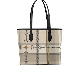 Equestrian Authentic Nappa Leather City Shopper Bag Elegant Chaos Bit Leather Bag. Original Art Work