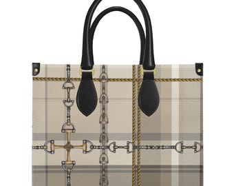 Equestrian Authentic Nappa Leather Small Shopper Bag Elegant Chaos Bit Leather Bag. Original Art Work