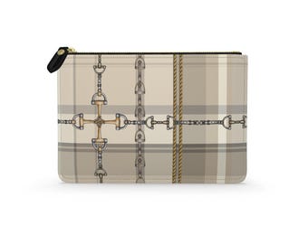 Equestrian Authentic Nappa Leather Small Pouch Elegant Chaos Bit Leather Bag. Original Art Work
