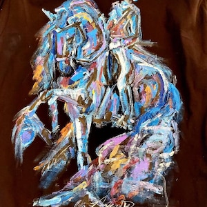 Friesian Passage Dressage Hand Painted Polo Shirt - Equestrian/Horse Lovers Gift - Baroque Warmblood Ladies Artistic Shirt