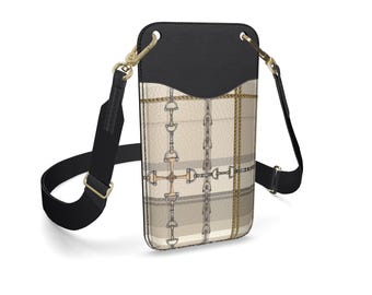 Equestrian Authentic Nappa Leather Penzance Leather Phone Case With Strap Elegant Chaos Bit Leather Bag. Original Art Work