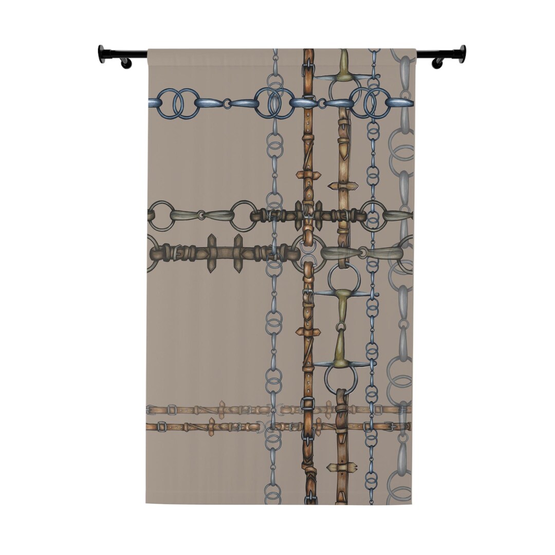 Taupe Equestrian Bit Window Curtains 1 Piece Etsy UK