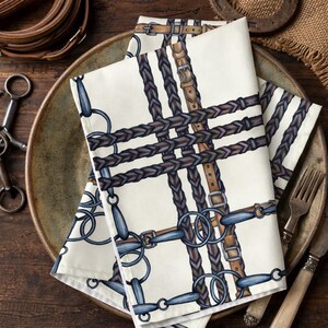 Equestrian Snaffle Bit Ivory Napkins (Set of 4)