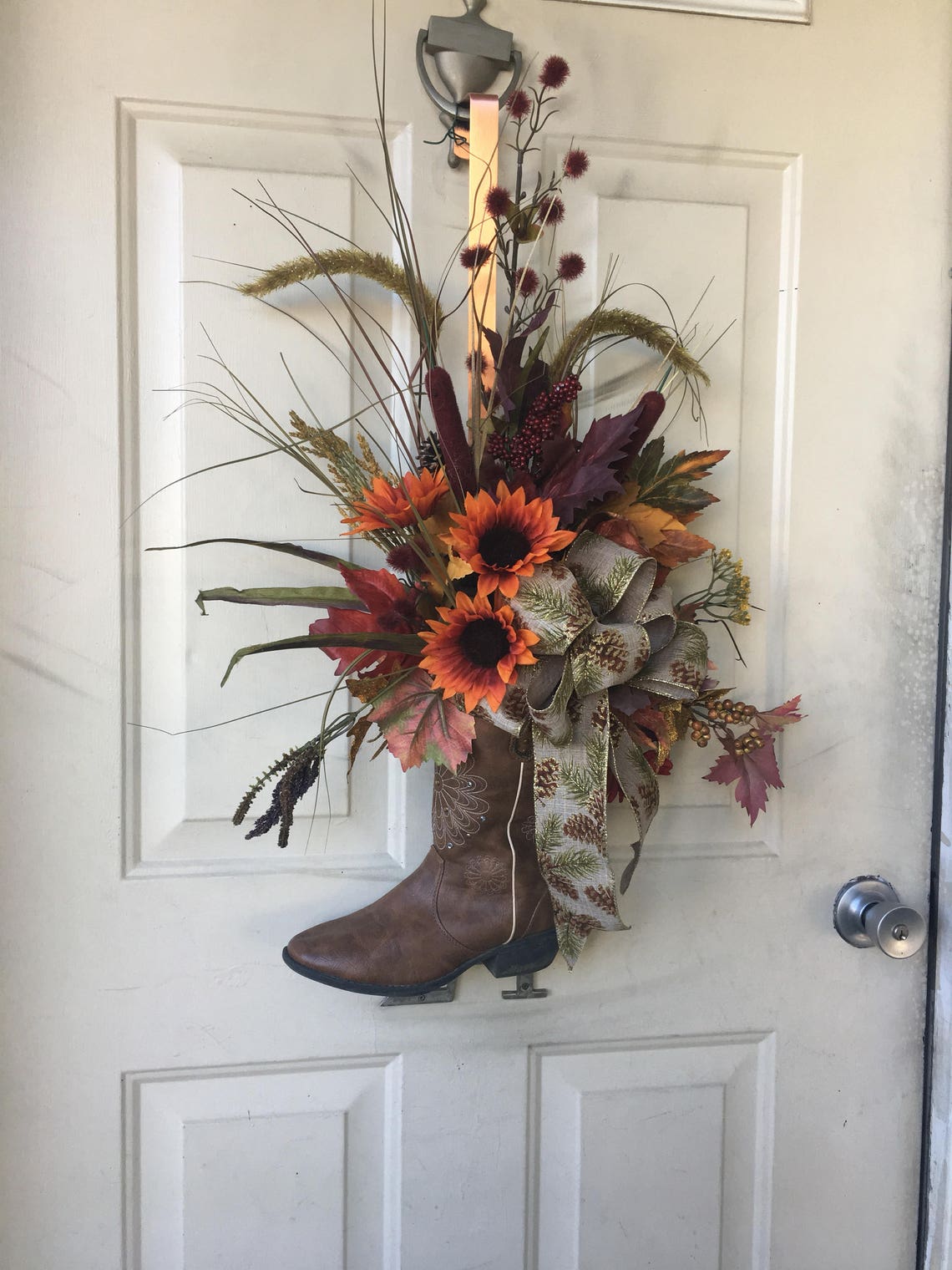 Autumn cowboy boot wreath. Rustic cowboy boot wreath. Rustic Etsy