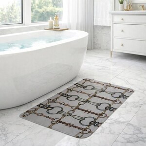 Gray Snaffle Bit  Memory Foam Bath Mat